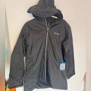 Columbia Women’s 1XL Charcoal Lightweight Raincoat Switchback Lined Long Jacket